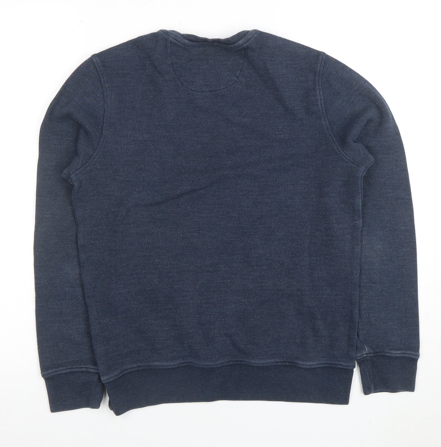 Tecdor Men's Blue Cotton Crew Neck Pullover Sweatshirt Size S