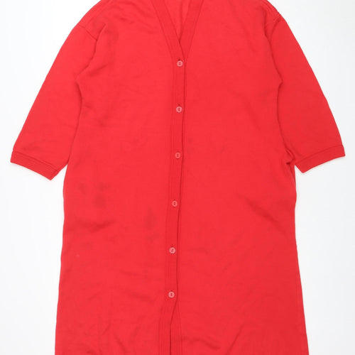 Marks and Spencer Women Red 10-12 V-Neck Button Cardigan
