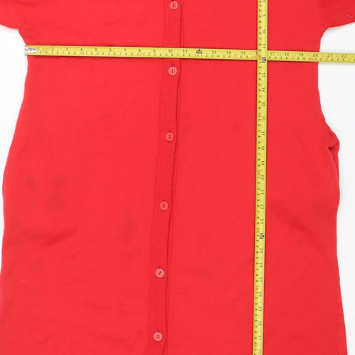 Marks and Spencer Women Red 10-12 V-Neck Button Cardigan