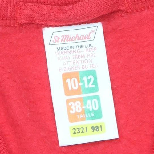 Marks and Spencer Women Red 10-12 V-Neck Button Cardigan