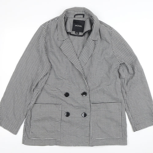 Monki Womens Black Houndstooth Double-Breasted Blazer Size S