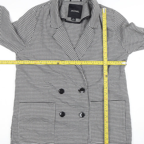 Monki Womens Black Houndstooth Double-Breasted Blazer Size S