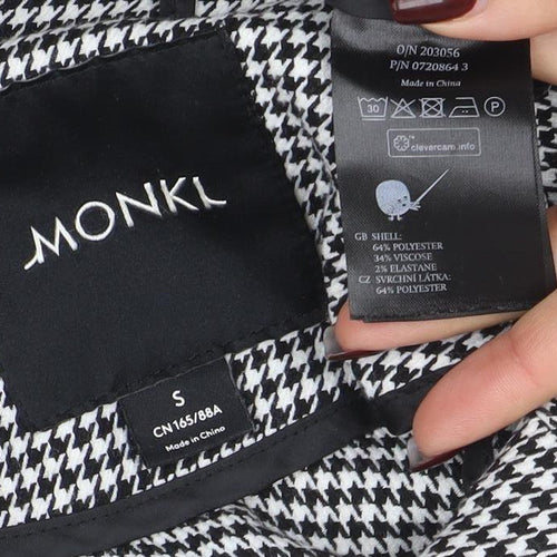 Monki Womens Black Houndstooth Double-Breasted Blazer Size S