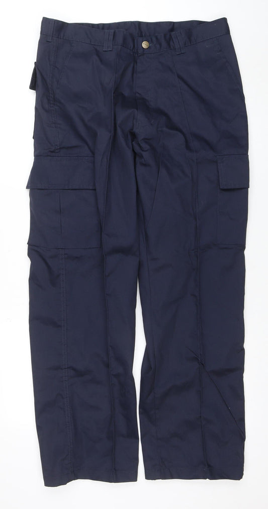 Uneek Mens Blue Cargo Work Trousers 36R 31L UC902