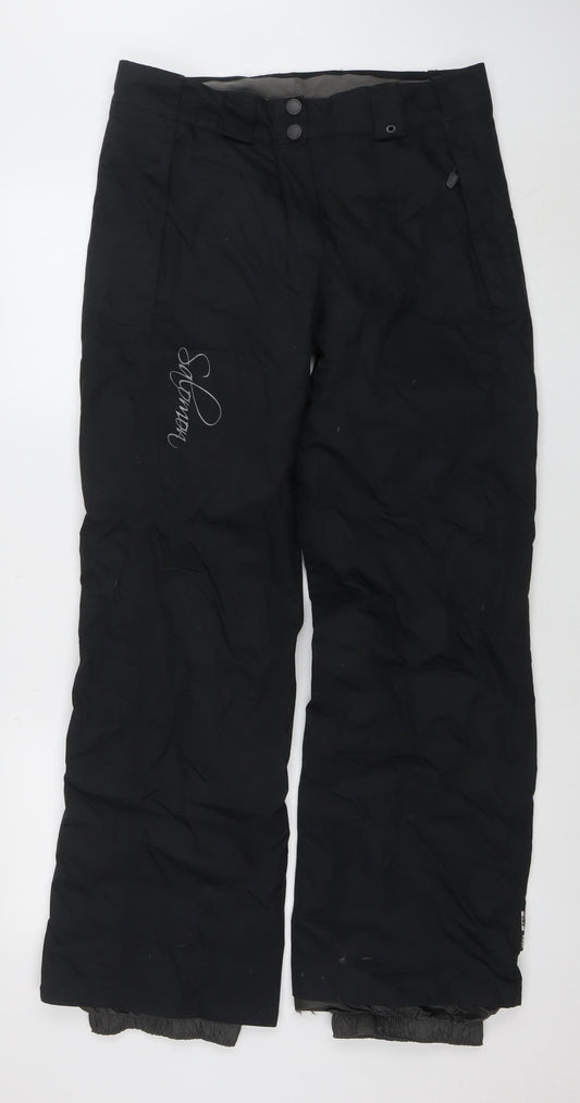 Salomon Women's Black Ski Snow Pants Size UK 16 Waterproof Polyester