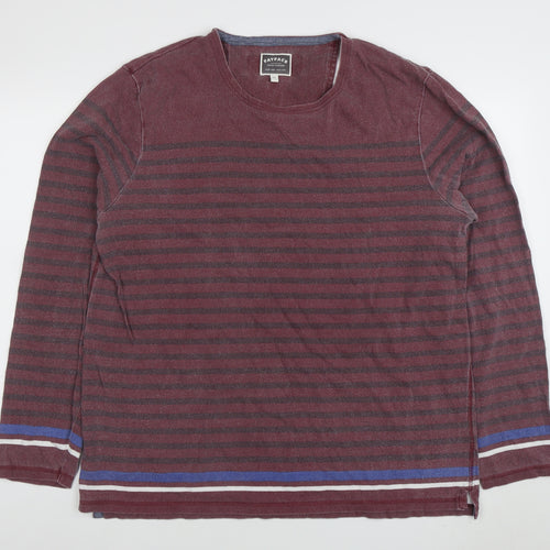 FatFace Men's Red Striped Cotton Pullover Sweatshirt XL