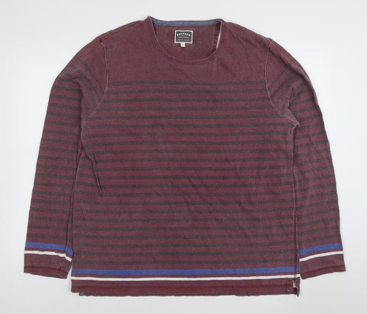 FatFace Men's Red Striped Cotton Pullover Sweatshirt XL