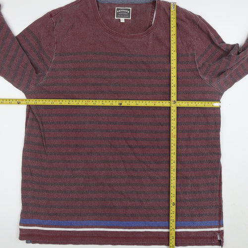 FatFace Men's Red Striped Cotton Pullover Sweatshirt XL