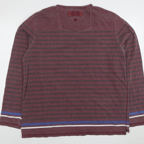 FatFace Men's Red Striped Cotton Pullover Sweatshirt XL