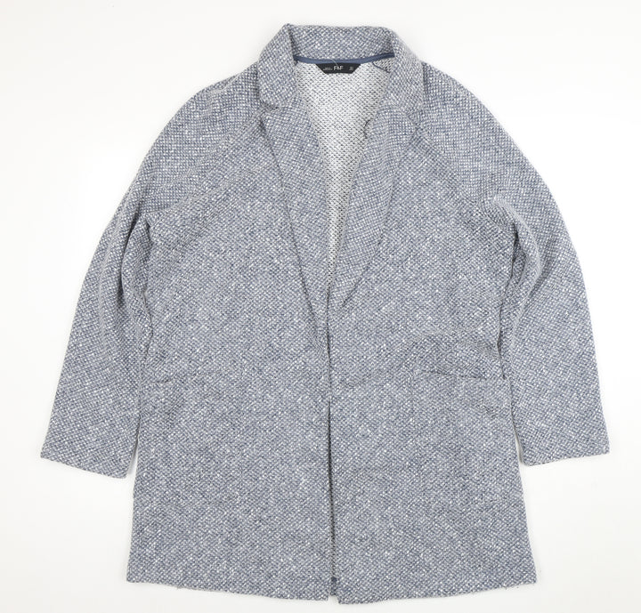 F&F Women’s Grey Tweed Open Front Coatigan Size M Mid-Length