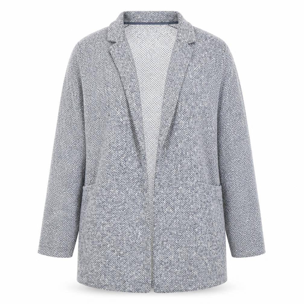 F&F Women’s Grey Tweed Open Front Coatigan Size M Mid-Length