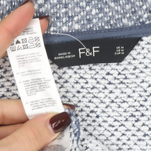 F&F Women’s Grey Tweed Open Front Coatigan Size M Mid-Length