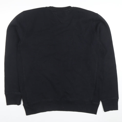 Tommy Jeans Men Black L Crew Neck Cotton Blend Sweatshirt