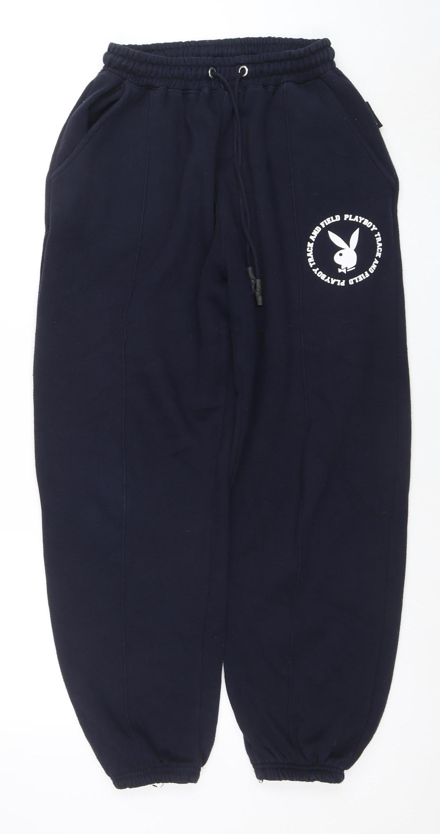 Playboy x Missguided Womens Navy Jogger Sweatpants UK 8