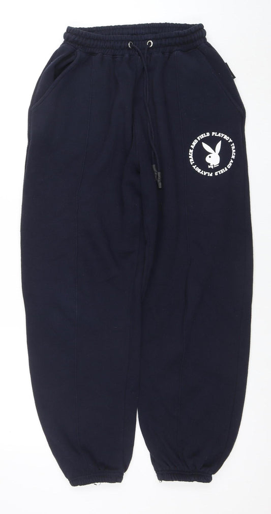 Playboy x Missguided Womens Navy Jogger Sweatpants UK 8
