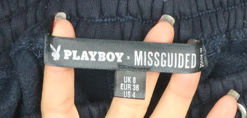 Playboy x Missguided Womens Navy Jogger Sweatpants UK 8