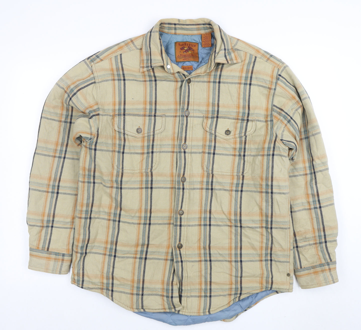 Van Heusen Men's Beige Check Flannel Workwear Shirt Jacket M