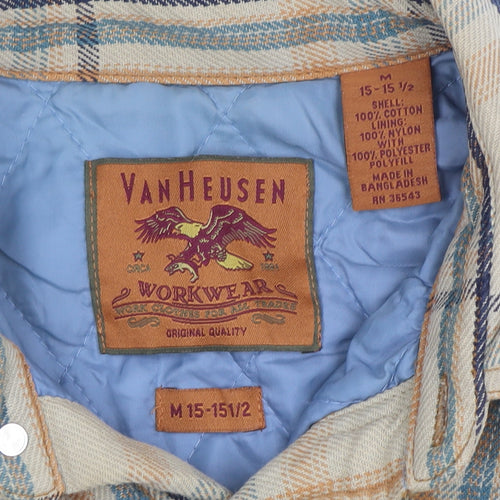 Van Heusen Men's Beige Check Flannel Workwear Shirt Jacket M