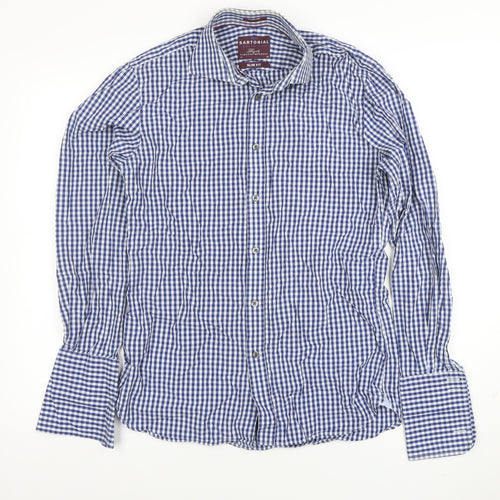 Marks and Spencer Sartorial Blue Check Slim Fit Cotton Shirt Men’s 15/38