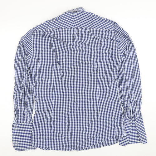 Marks and Spencer Sartorial Blue Check Slim Fit Cotton Shirt Men’s 15/38
