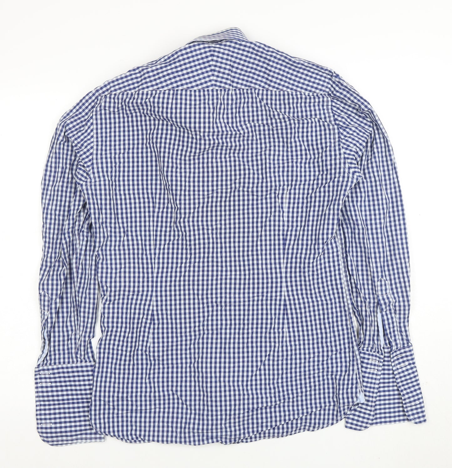 Marks and Spencer Sartorial Blue Check Slim Fit Cotton Shirt Men’s 15/38
