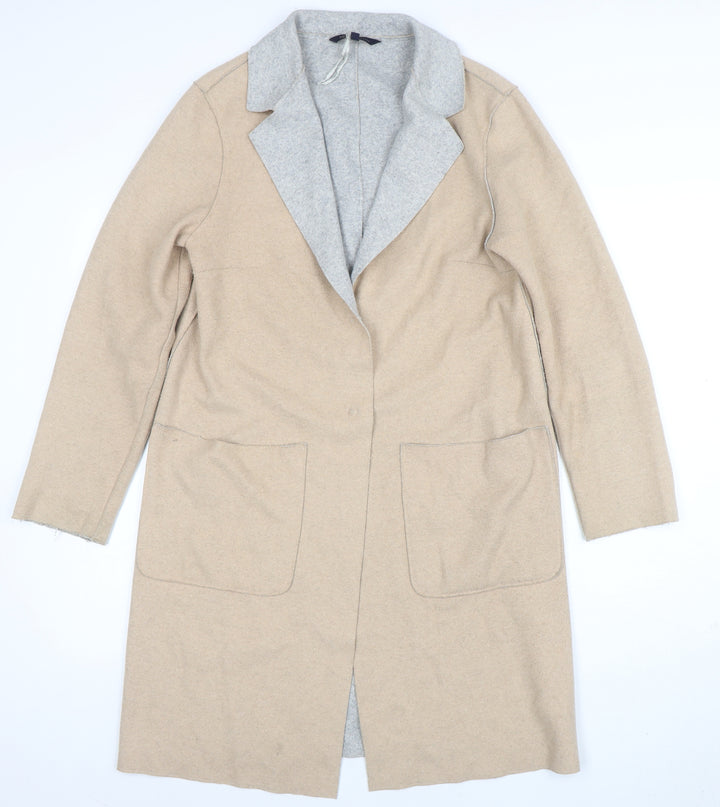Marks and Spencer Women’s Beige Wool Blend Coatigan Size 8 Long