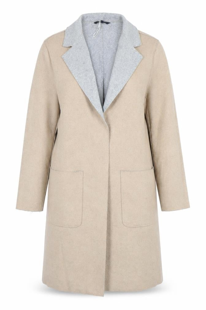 Front view of Marks & Spencer Women’s Beige Wool Blend Coatigan, size UK 8, Long