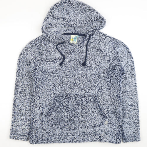 Weird Fish Women's Blue Hooded Pullover Hoodie Size 12 Fleece