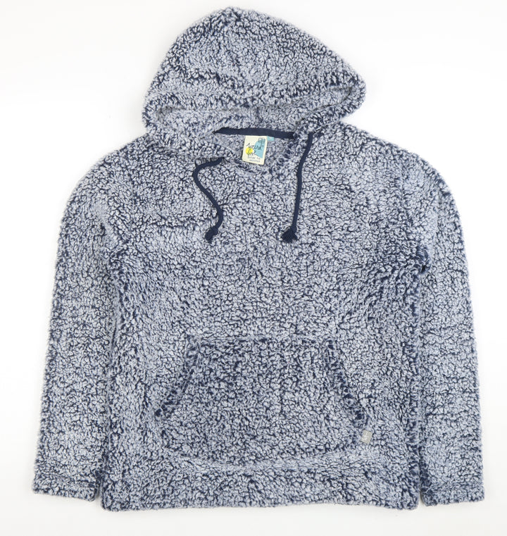 Weird Fish Women's Blue Hooded Pullover Hoodie Size 12 Fleece