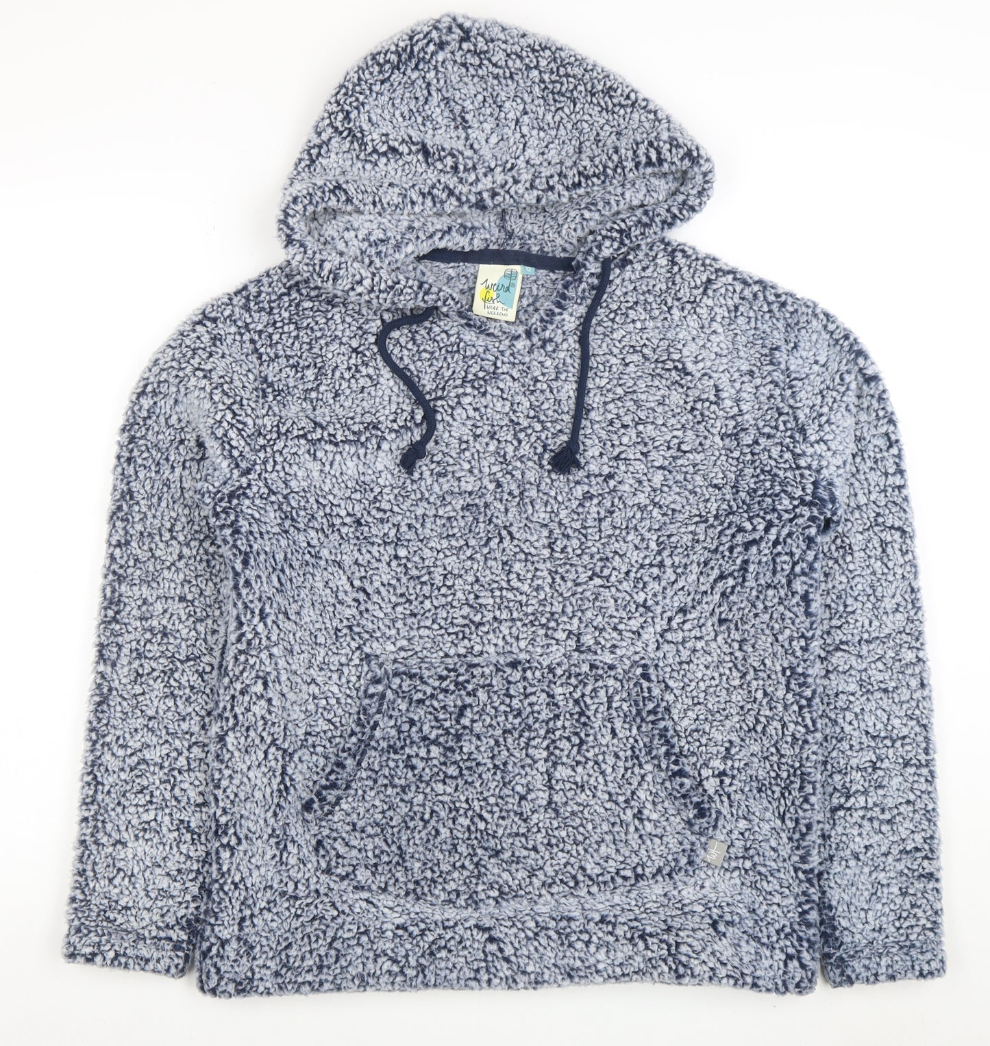 Weird Fish Women's Blue Hooded Pullover Hoodie Size 12 Fleece