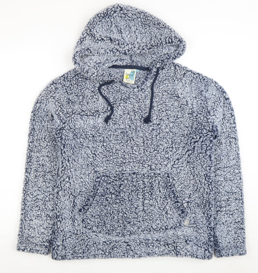 Weird Fish Women's Blue Hooded Pullover Hoodie Size 12 Fleece