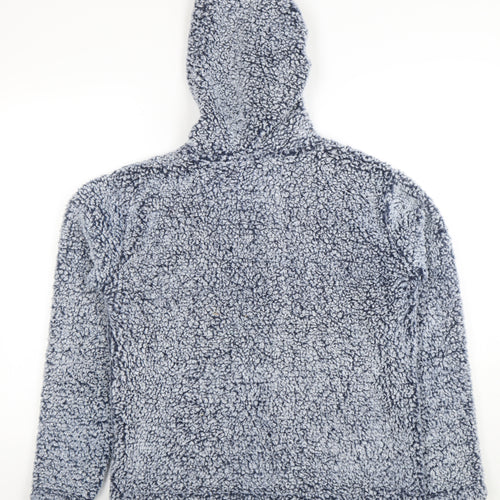 Weird Fish Women's Blue Hooded Pullover Hoodie Size 12 Fleece