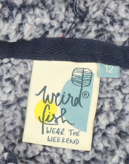 Weird Fish Women's Blue Hooded Pullover Hoodie Size 12 Fleece