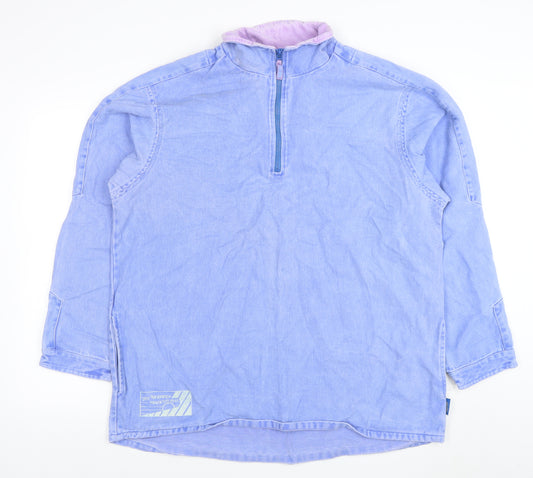 Off The Beaten Track Women Blue XL Pullover 1/2 Zip Sweatshirt