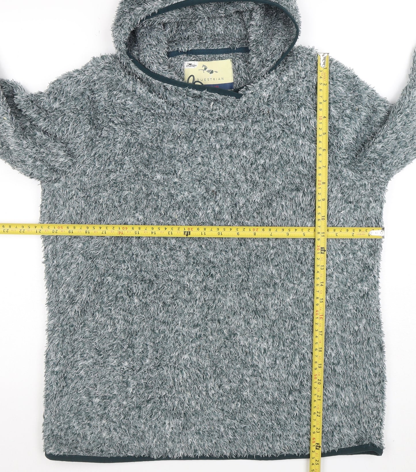 Crane Equestrian Grey Hooded Pullover Women's Medium Fleece Hoodie