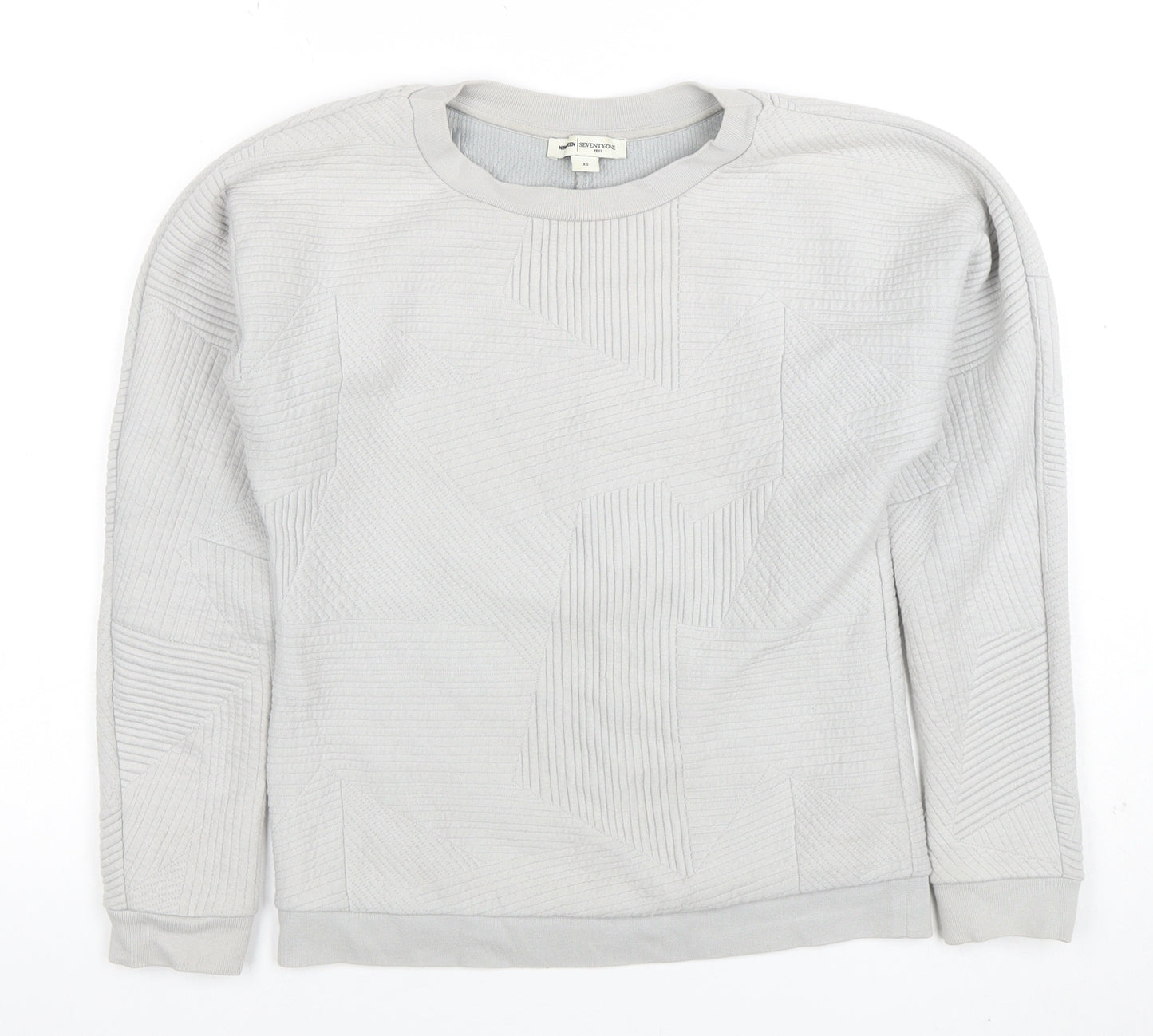 Ninmeen Seventyseven Paris Women Grey XS Crew Neck Textured Sweatshirt