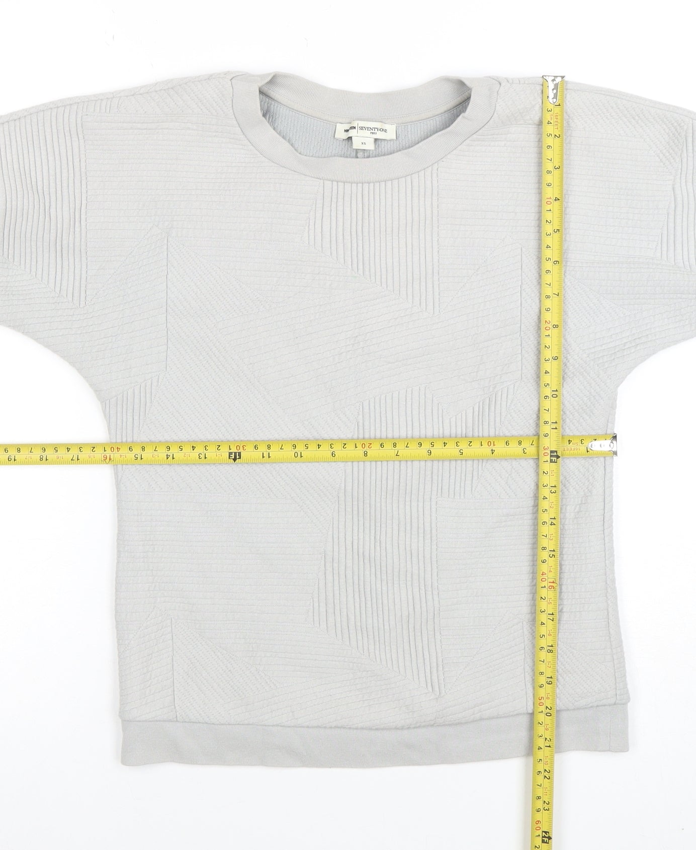 Ninmeen Seventyseven Paris Women Grey XS Crew Neck Textured Sweatshirt