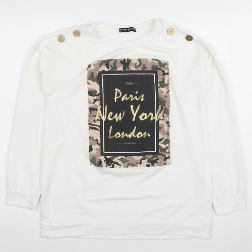Select Women’s White Long Sleeve Camouflage Print City T-Shirt M
