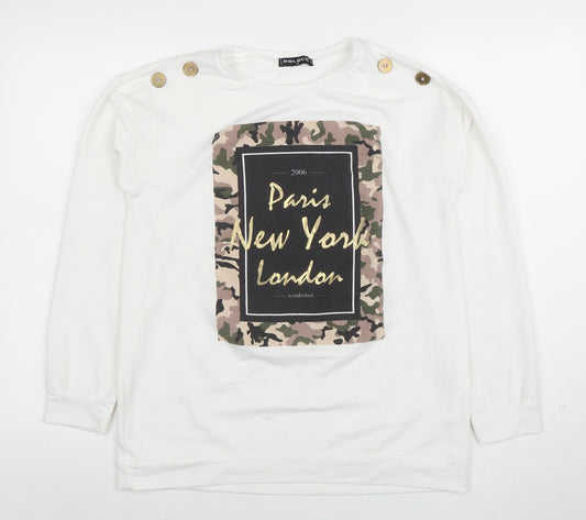 Select Women’s White Long Sleeve Camouflage Print City T-Shirt M