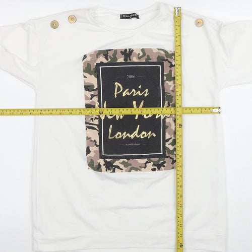 Select Women’s White Long Sleeve Camouflage Print City T-Shirt M