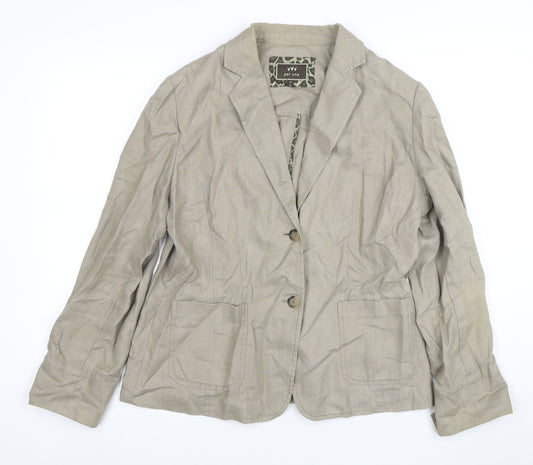 Marks and Spencer Per Una Beige Linen Single-Breasted Blazer Size 16