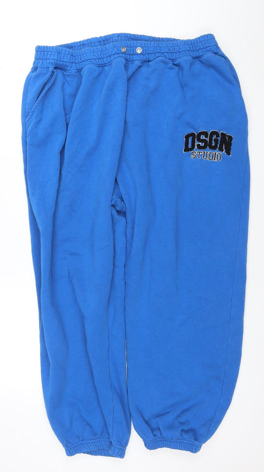 boohoo Women's Blue Plus Size 22 Jogger Sweatpants Fleece Trousers