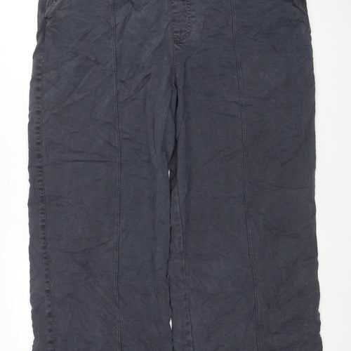 River Island Women Blue Wide-Leg Relaxed Lyocell Trousers UK 18