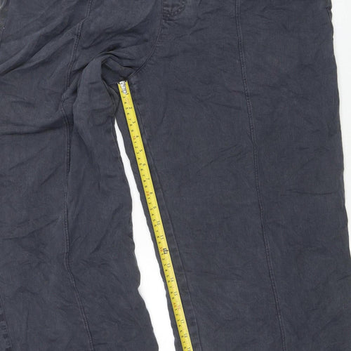 River Island Women Blue Wide-Leg Relaxed Lyocell Trousers UK 18