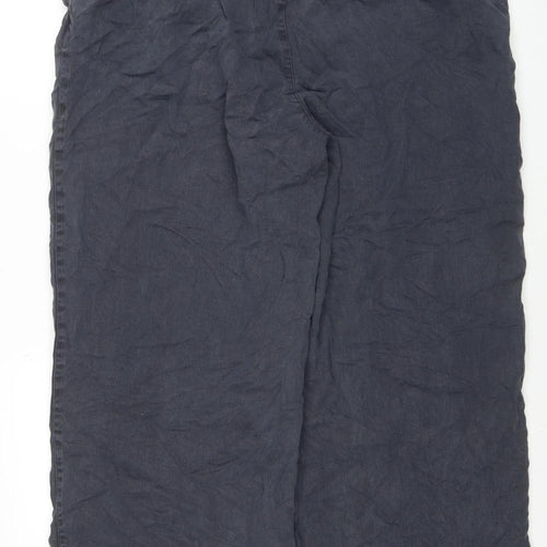 River Island Women Blue Wide-Leg Relaxed Lyocell Trousers UK 18