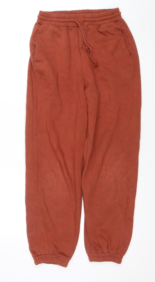 Zara Women Brown Jogger Trousers Size S Cotton Blend