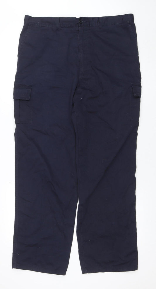 Portwest Men's Blue Cargo Workwear Trousers 54W 31L Polyester Cotton