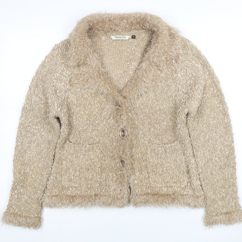 Elizabeth Scott Women Beige Knit Button Jacket Size S