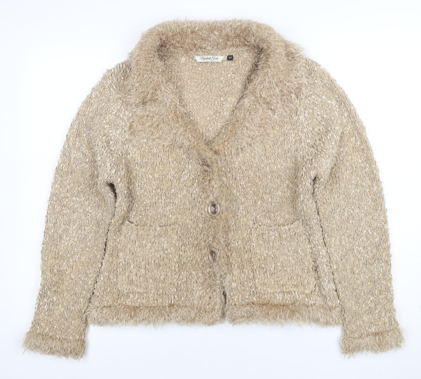 Elizabeth Scott Women Beige Knit Button Jacket Size S