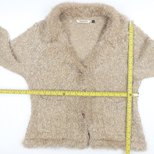 Elizabeth Scott Women Beige Knit Button Jacket Size S